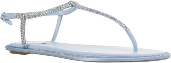 René Caovilla Blauwe Juweel Leren Sandalen Blue Dames