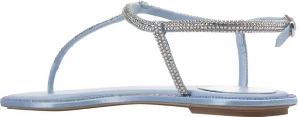 René Caovilla Blauwe Juweel Leren Sandalen Blue Dames