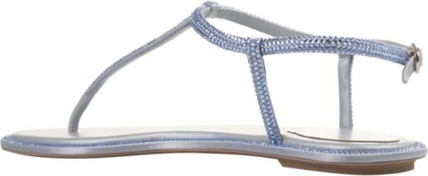 René Caovilla Blauwe Juweel Leren Sandalen Blue Dames