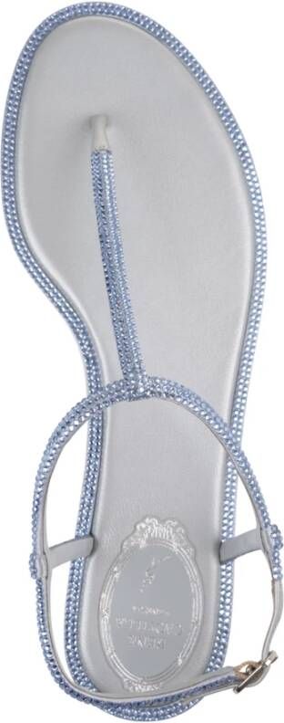 René Caovilla Blauwe Juweel Leren Sandalen Blue Dames