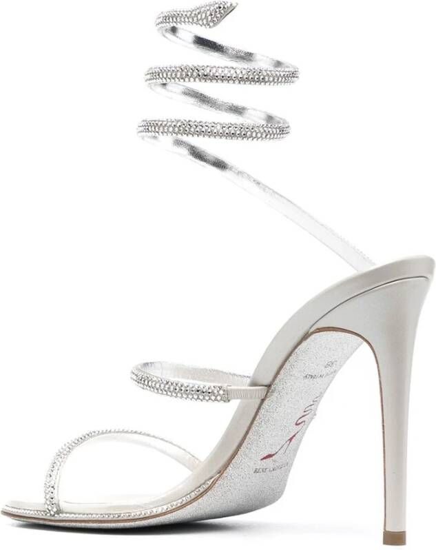 René Caovilla Cleo Zilveren Strass Sandalen Open Teen Gray Dames