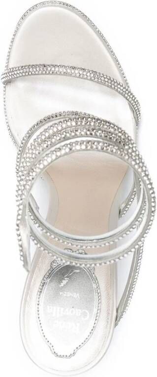 René Caovilla Cleo Zilveren Strass Sandalen Open Teen Gray Dames