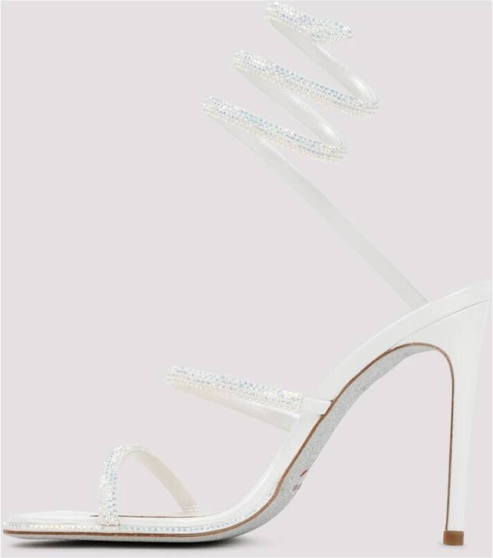 René Caovilla Ivoor Hoge Hak Strass Sandalen Beige Dames