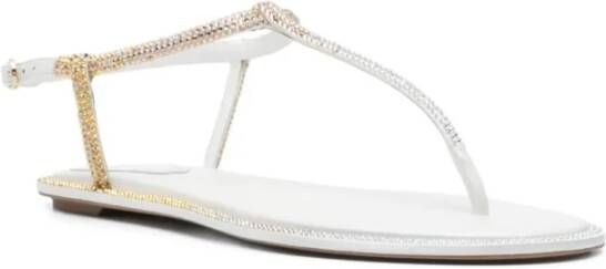 René Caovilla Gouden Sandalen met Pastelkleuren Beige Dames