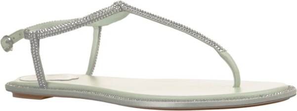 René Caovilla Groene Juweel Leren Sandalen Green Dames