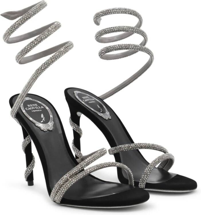 René Caovilla Kristal Margot Zwarte Sandalen Black Dames