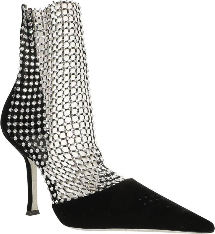 René Caovilla Kristal Strass Slingback Mid-High Heel Black Dames