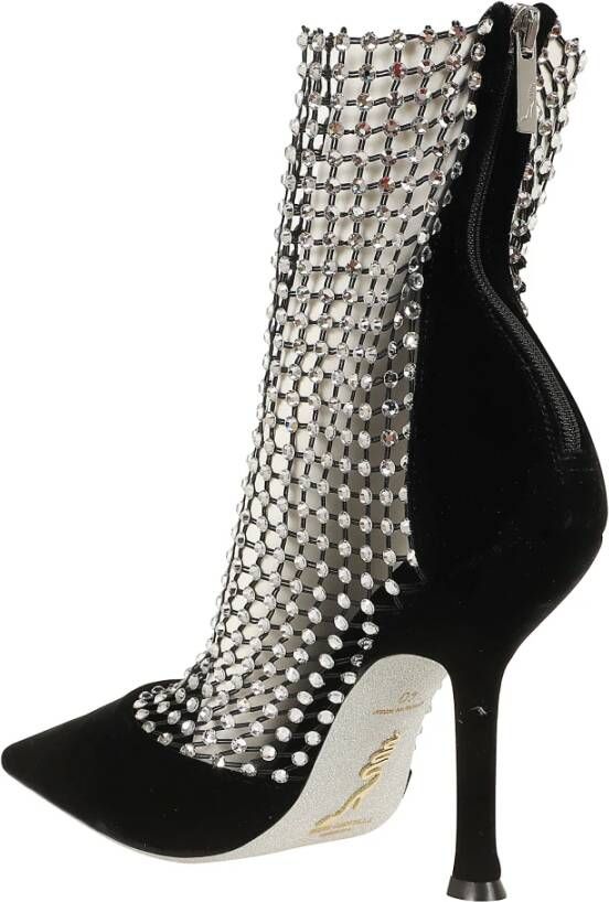 René Caovilla Kristal Strass Slingback Mid-High Heel Black Dames