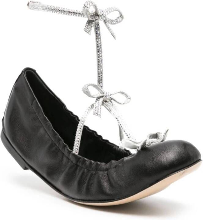 René Caovilla Kristal Strik Platte Schoenen Zwart Black Dames