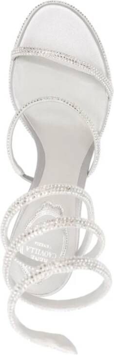 René Caovilla Metallic Rhinestone Spiral Strap Sandalen Gray Dames