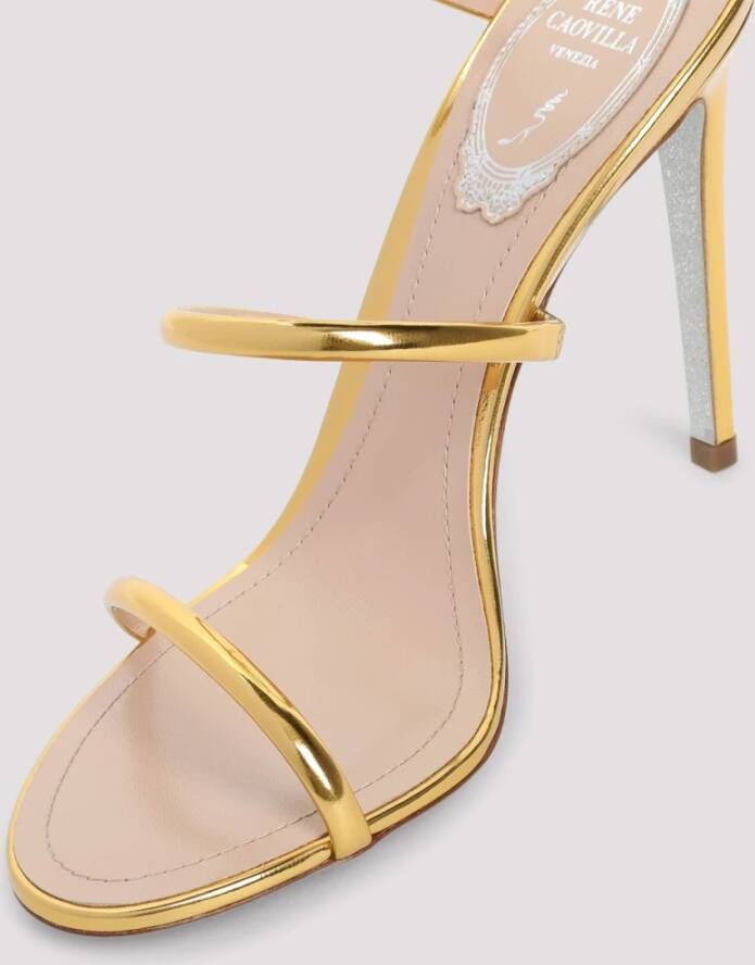 René Caovilla Metallic Sandalen voor Vrouwen Elegante Stijl Yellow Dames