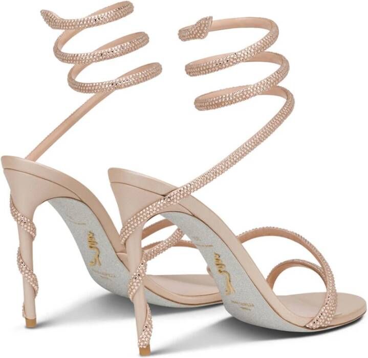 René Caovilla Nude Strappy Sandals Beige Dames