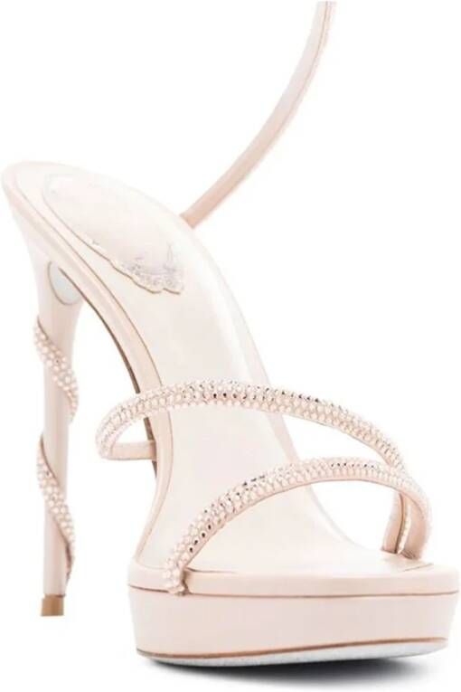 René Caovilla Nude Strappy Sandals Beige Dames