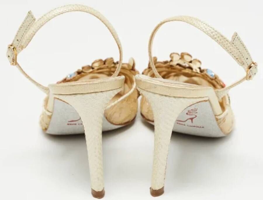 René Caovilla Pre-owned Lace heels Beige Dames