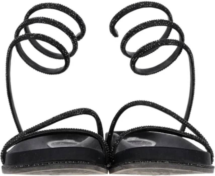 René Caovilla Pre-owned Leather sandals Black Dames