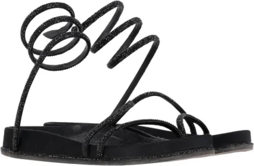 René Caovilla Pre-owned Leather sandals Black Dames