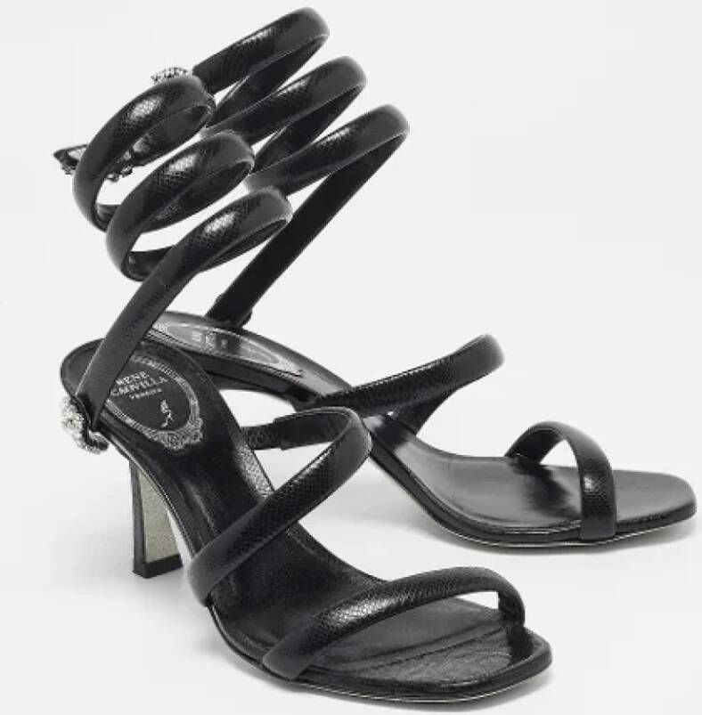 René Caovilla Pre-owned Leather sandals Black Dames