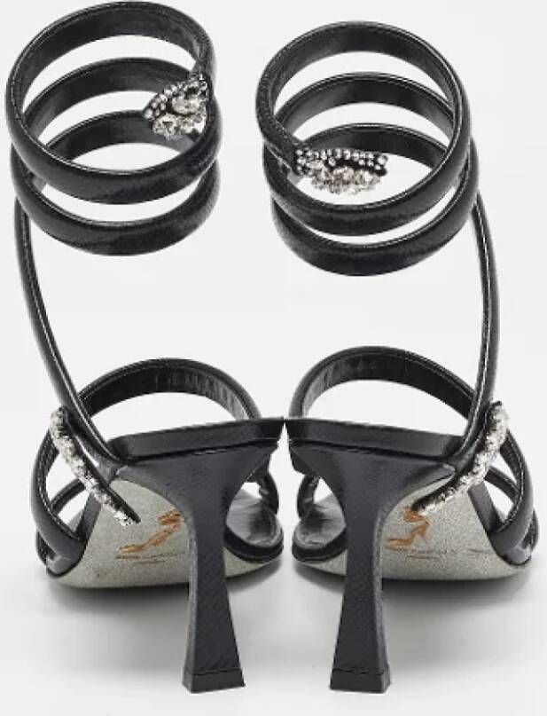 René Caovilla Pre-owned Leather sandals Black Dames