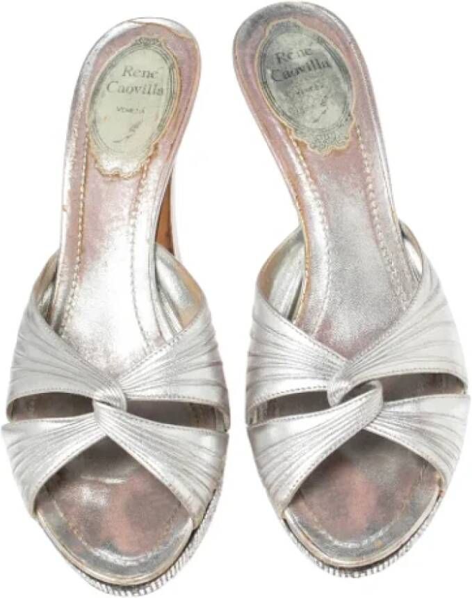 René Caovilla Pre-owned Leather sandals Gray Dames