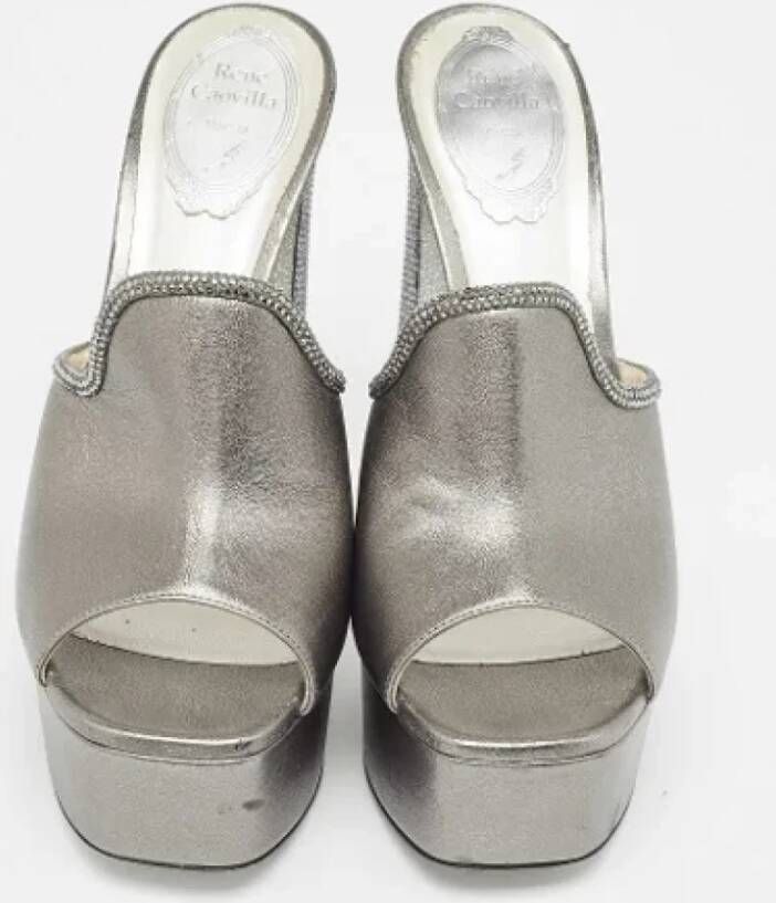 René Caovilla Pre-owned Leather sandals Gray Dames