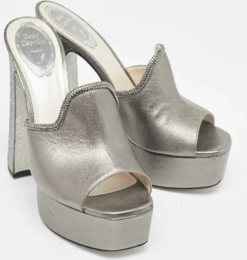 René Caovilla Pre-owned Leather sandals Gray Dames