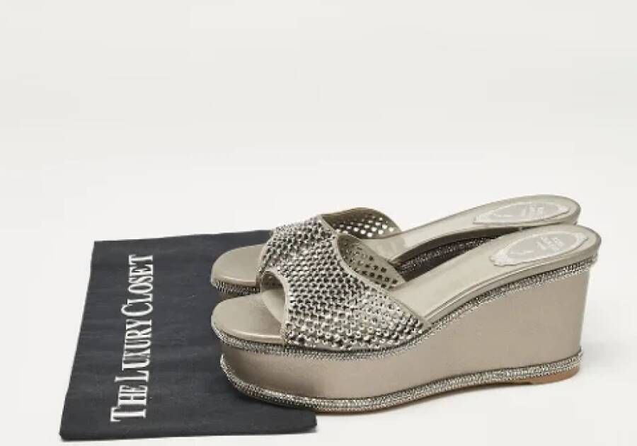 René Caovilla Pre-owned Leather sandals Gray Dames