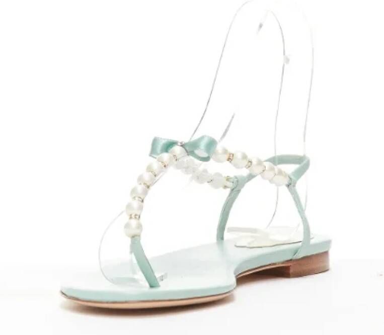 René Caovilla Pre-owned Leather sandals Green Dames