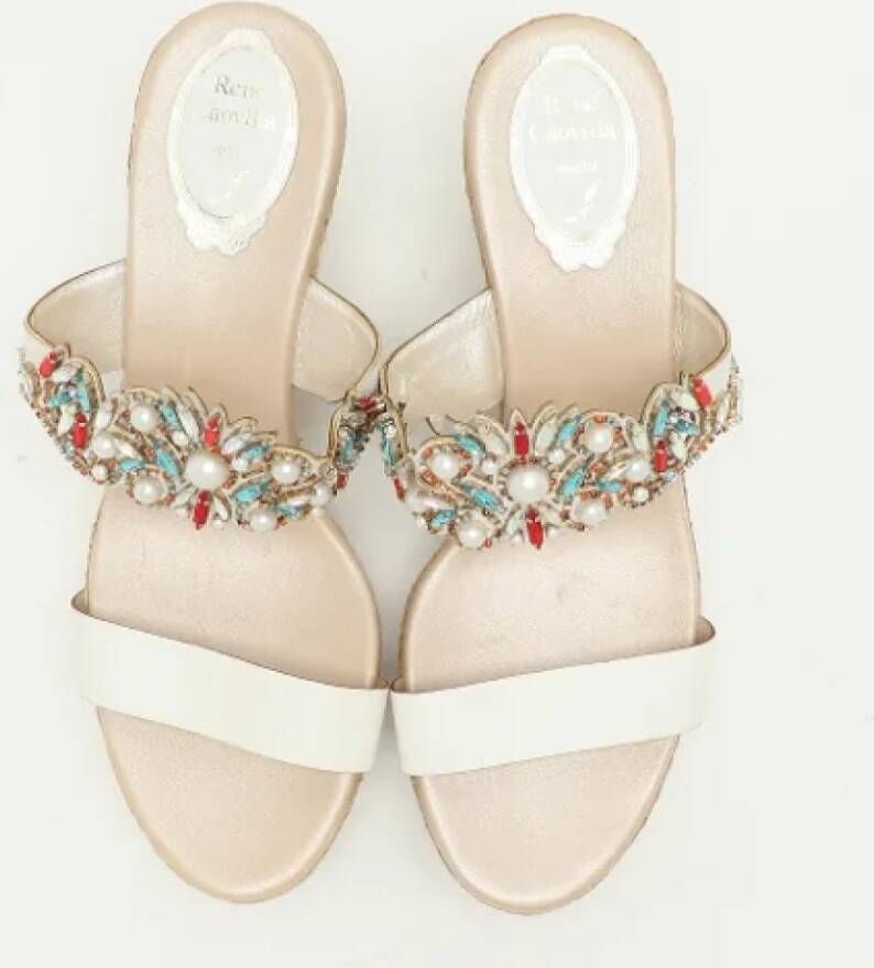 René Caovilla Pre-owned Leather sandals White Dames