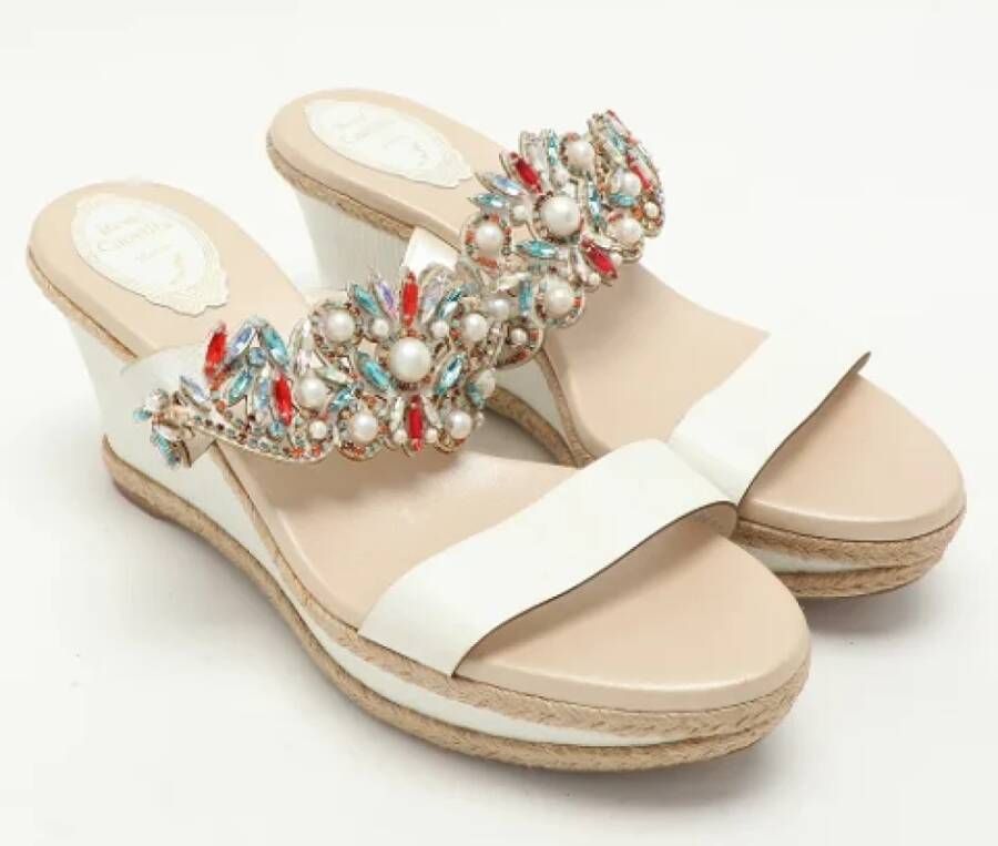 René Caovilla Pre-owned Leather sandals White Dames