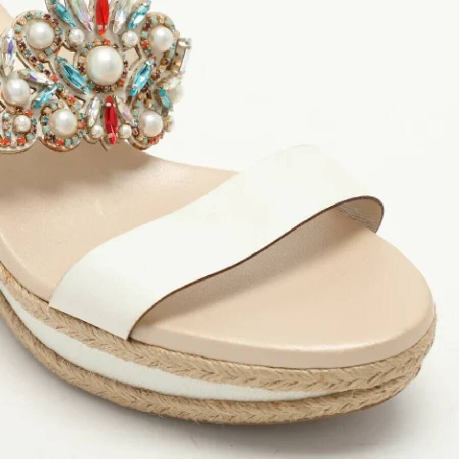 René Caovilla Pre-owned Leather sandals White Dames