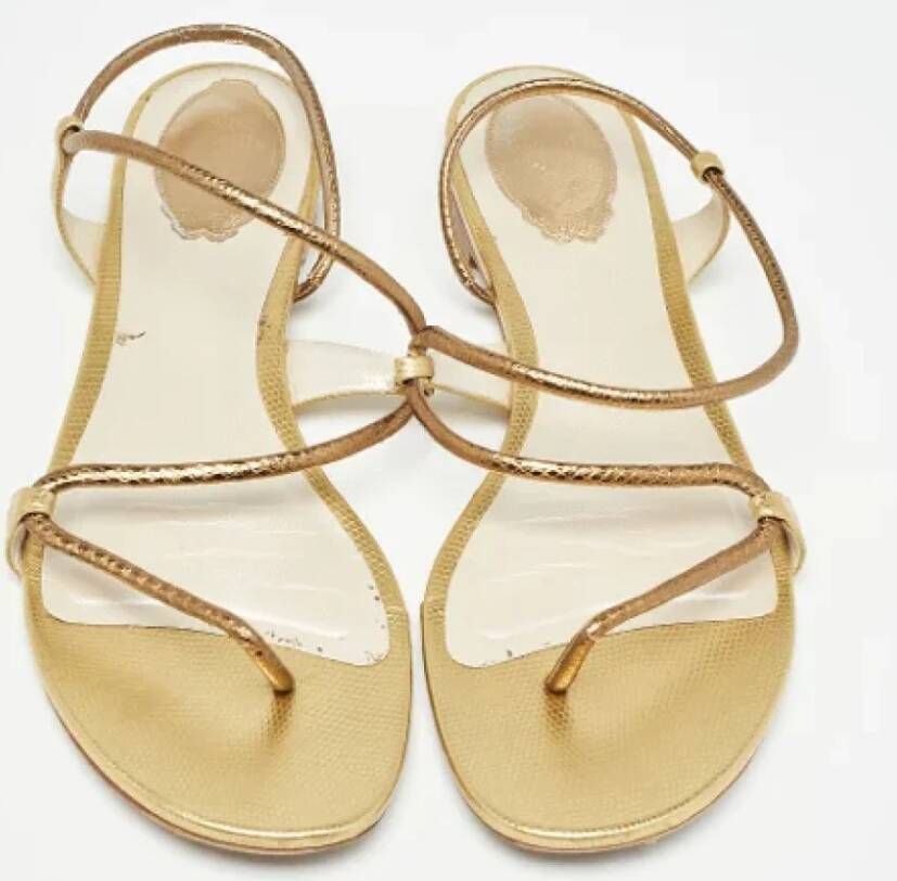 René Caovilla Pre-owned Leather sandals Yellow Dames