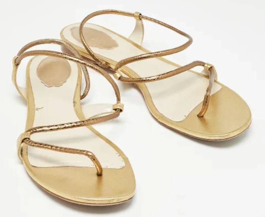 René Caovilla Pre-owned Leather sandals Yellow Dames