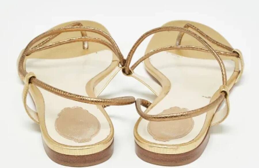 René Caovilla Pre-owned Leather sandals Yellow Dames