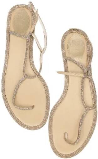 René Caovilla Pre-owned Leather sandals Yellow Dames