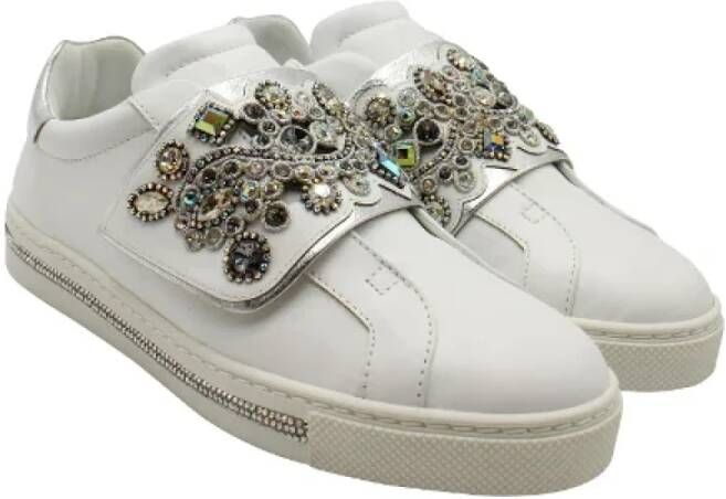 René Caovilla Pre-owned Leather sneakers White Dames