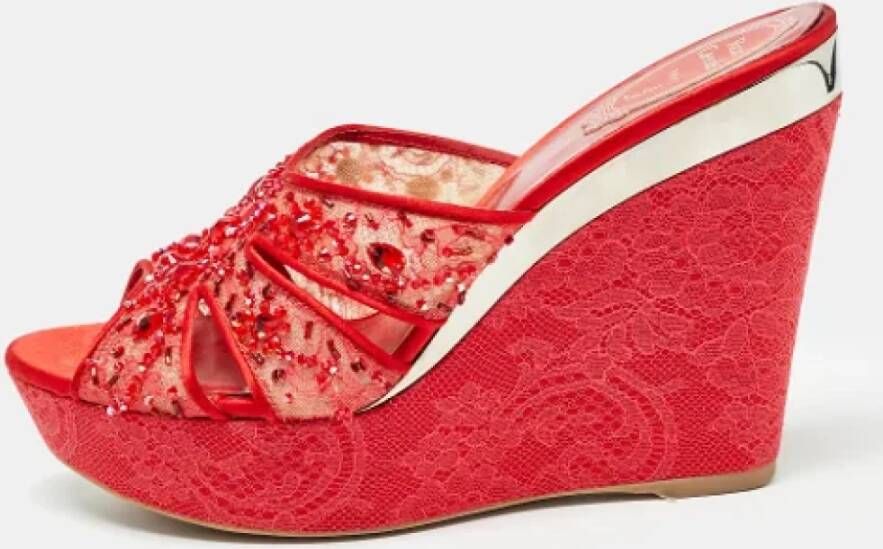 René Caovilla Pre-owned Mesh sandals Red Dames