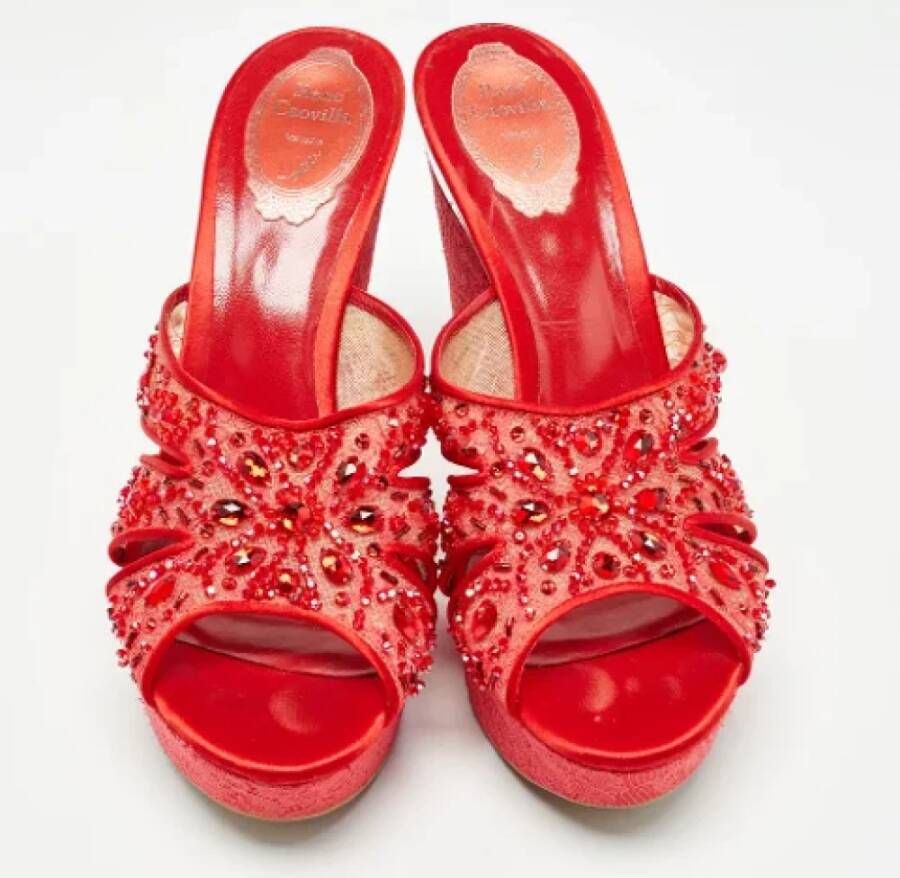 René Caovilla Pre-owned Mesh sandals Red Dames