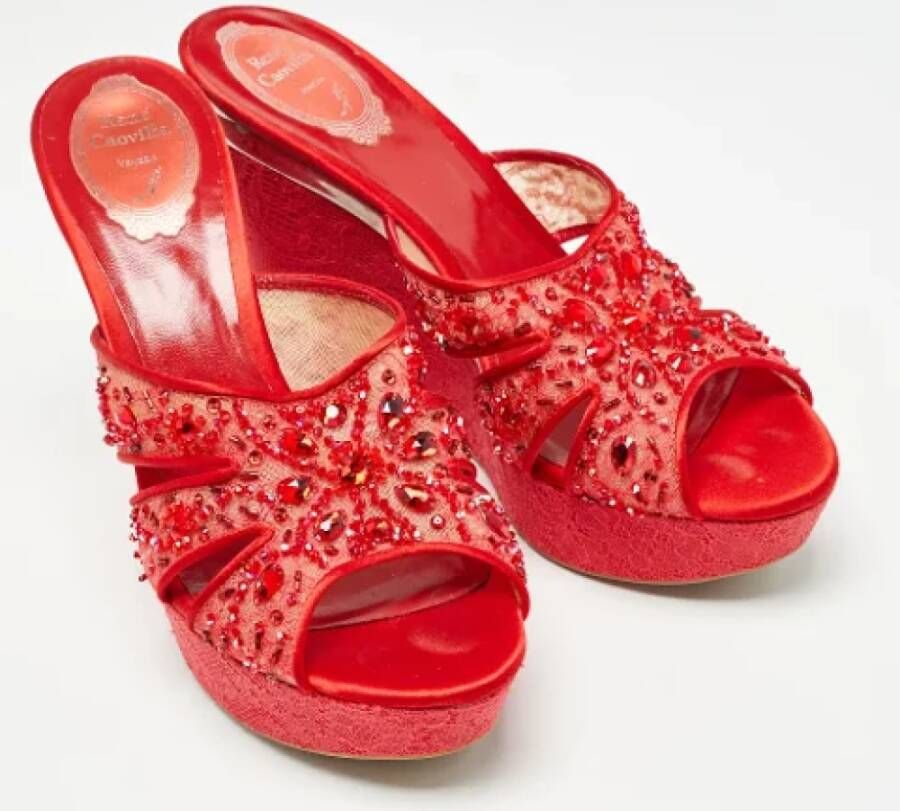 René Caovilla Pre-owned Mesh sandals Red Dames