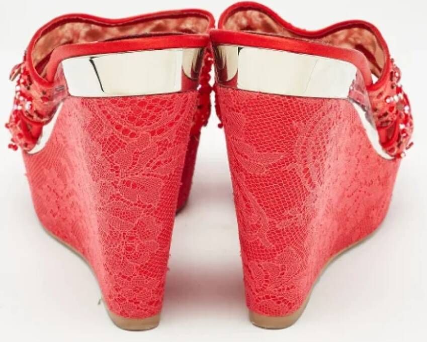 René Caovilla Pre-owned Mesh sandals Red Dames