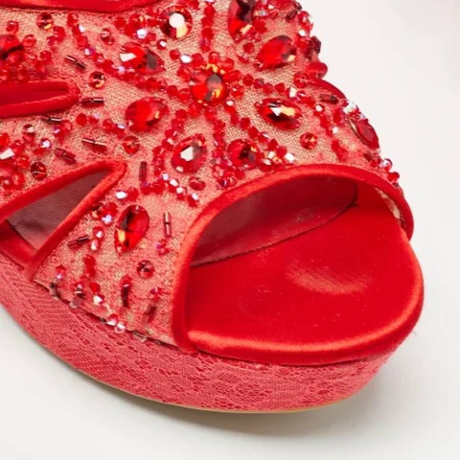 René Caovilla Pre-owned Mesh sandals Red Dames