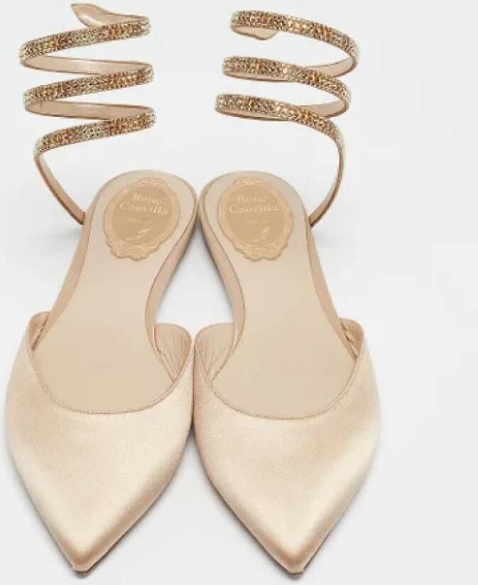 René Caovilla Pre-owned Satin flats Beige Dames