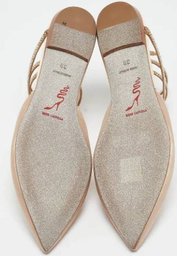 René Caovilla Pre-owned Satin flats Beige Dames