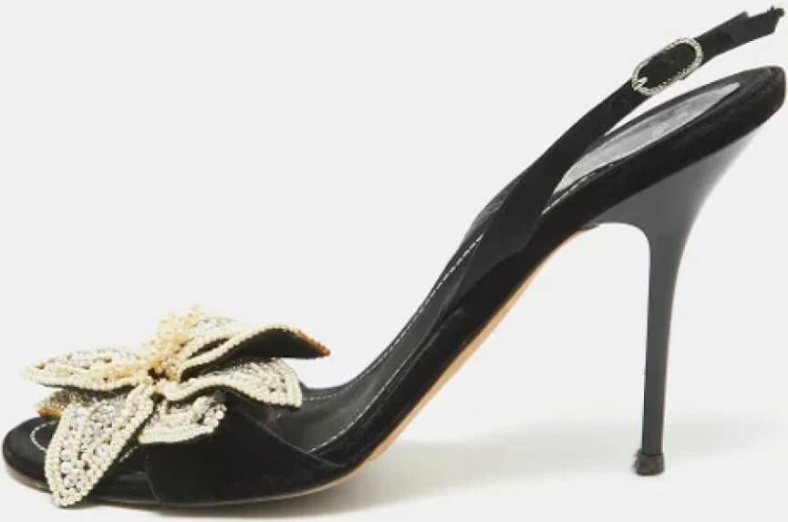 René Caovilla Pre-owned Satin sandals Black Dames