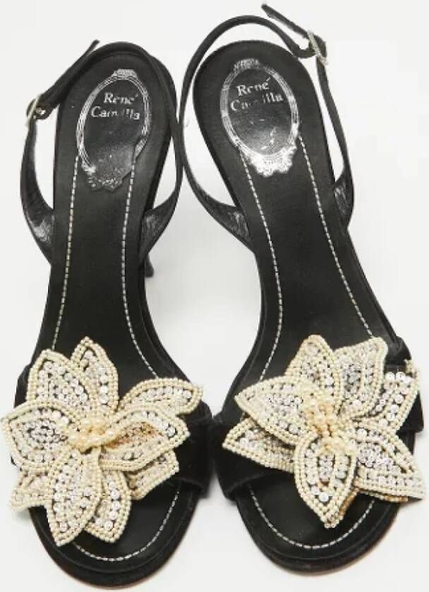 René Caovilla Pre-owned Satin sandals Black Dames