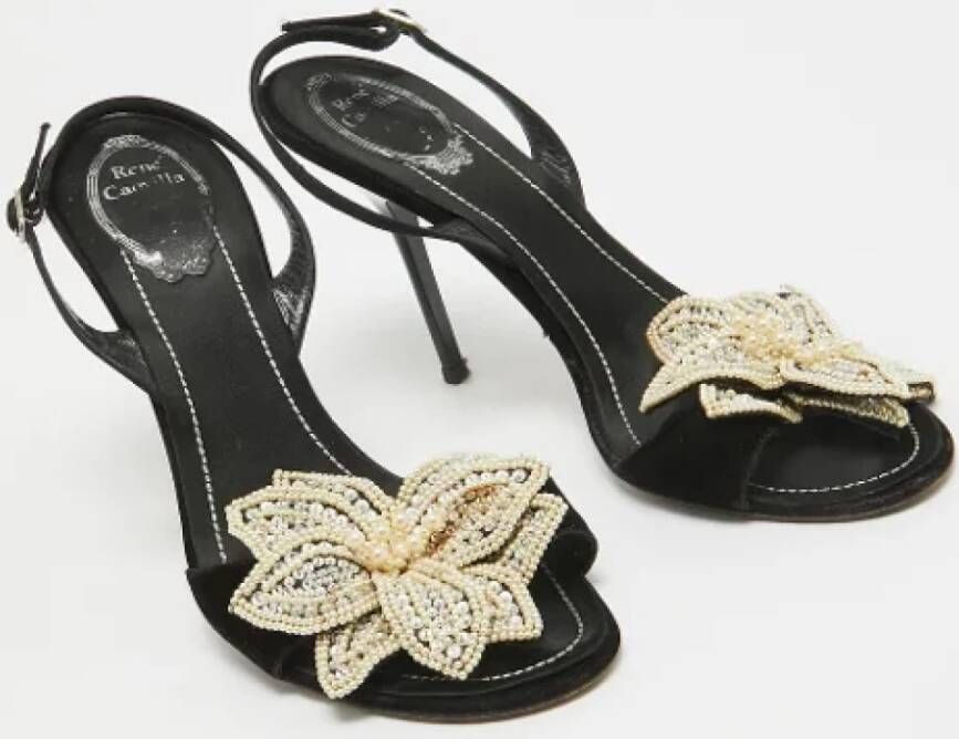 René Caovilla Pre-owned Satin sandals Black Dames