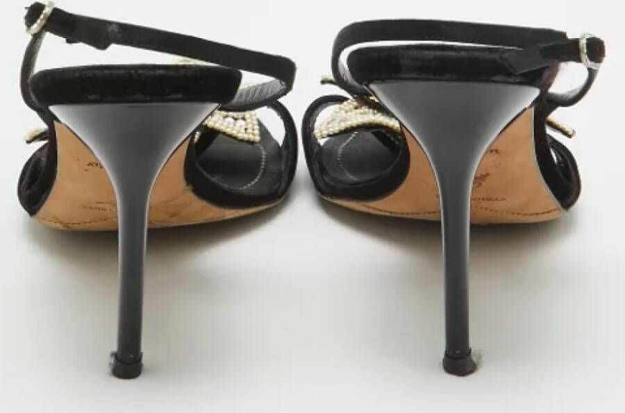 René Caovilla Pre-owned Satin sandals Black Dames