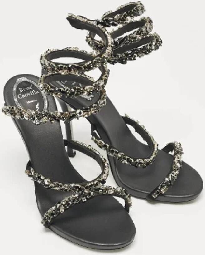 René Caovilla Pre-owned Satin sandals Black Dames