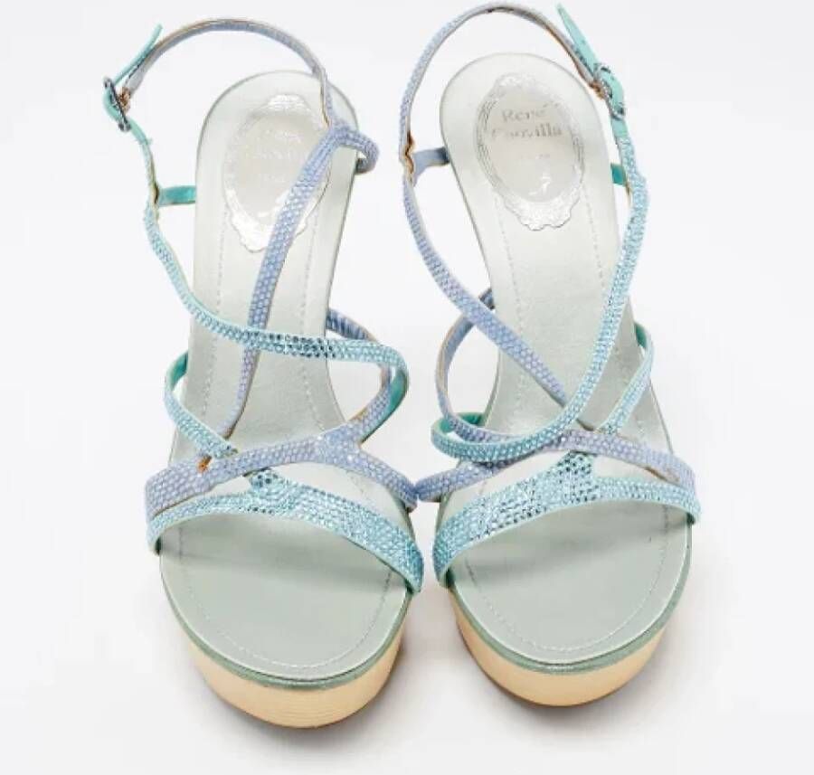 René Caovilla Pre-owned Satin sandals Blue Dames