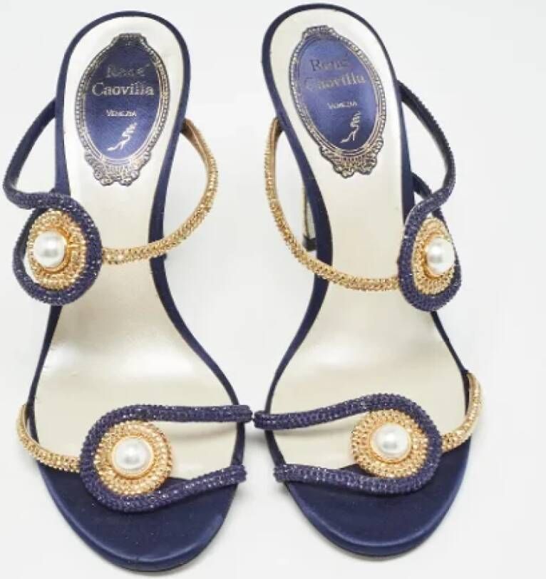 René Caovilla Pre-owned Satin sandals Blue Dames