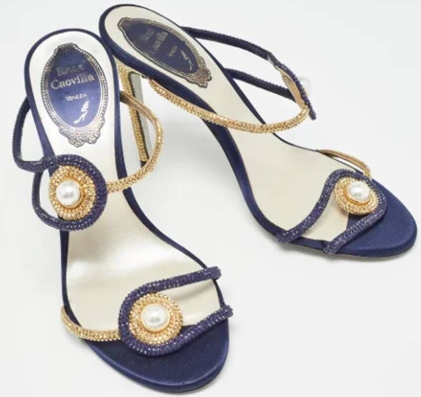 René Caovilla Pre-owned Satin sandals Blue Dames